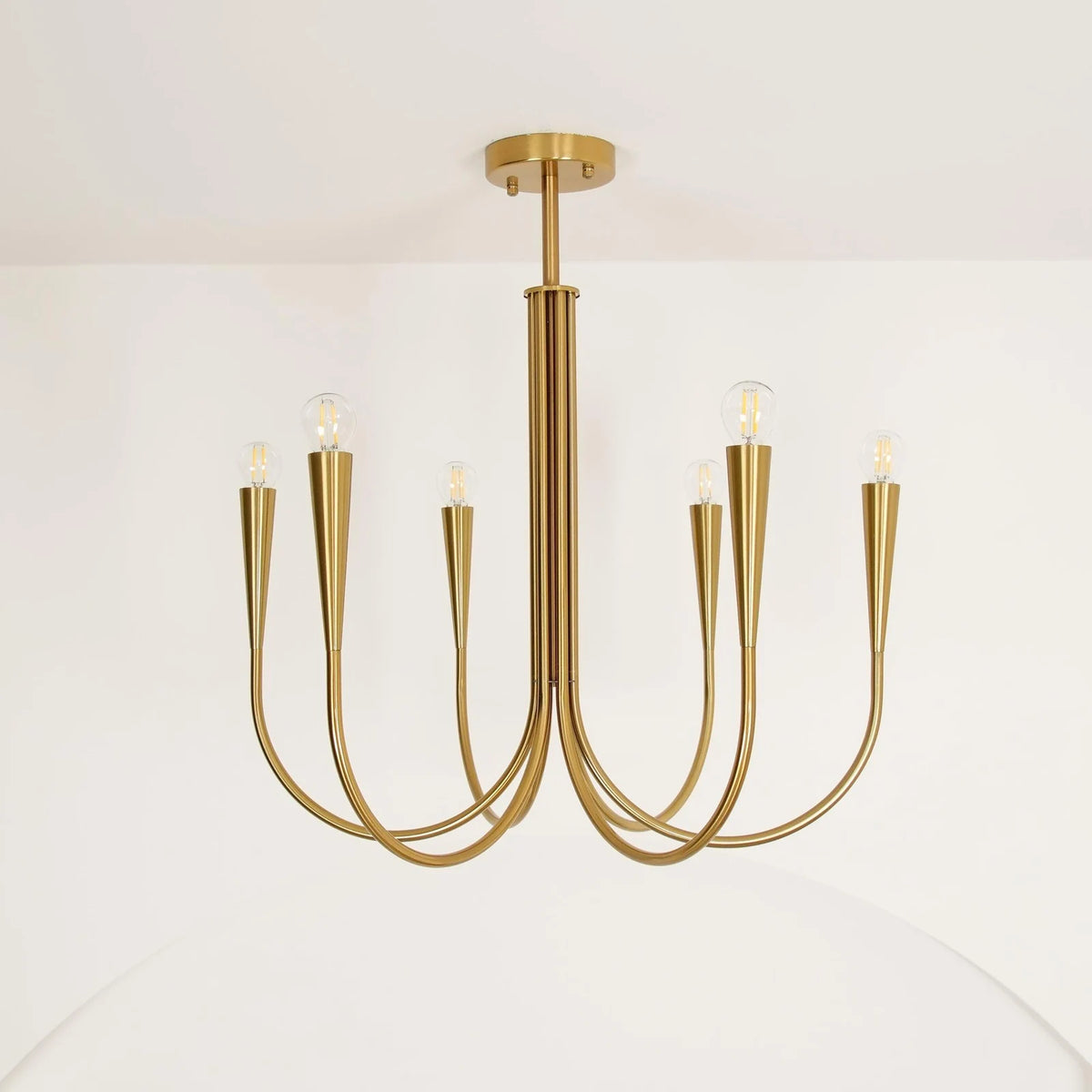 Curved arm candle chandelier