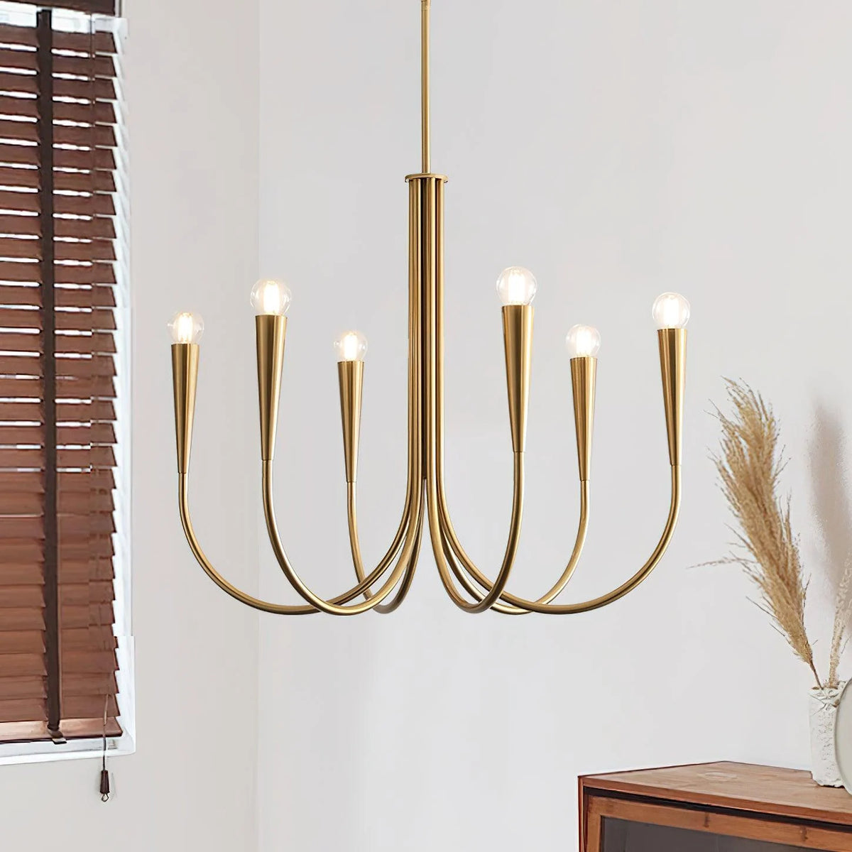 Curved arm candle chandelier