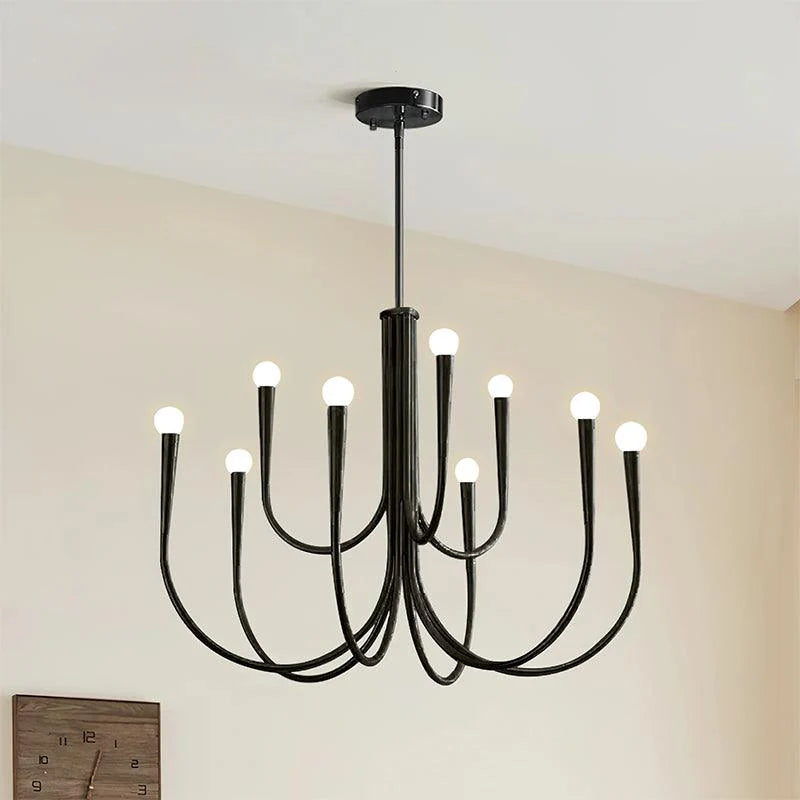 Curved arm candle chandelier
