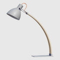 Curved beech arm steel table lamp, in Grey