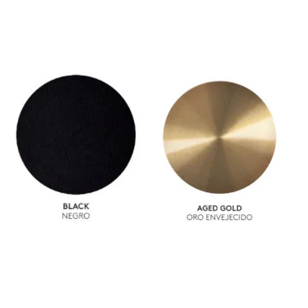 Curved opal tube linear LED pendant, black and aged gold finish swatches