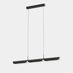 Curved shade linear LED pendant, in black