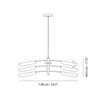 Curved shade six-arm LED pendant, with measurements