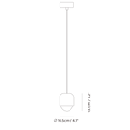 Dark concrete and glass mini pendant, dimension drawing