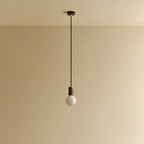 Dim-to-warm globe pendant, walnut, unlit