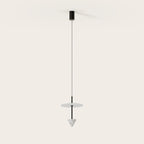 Disc and marble cone LED pendant, with a white disc