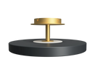 Disc LED ceiling light with brass stem, in anthracite grey