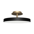Disc LED ceiling light with brass stem, in anthracite grey