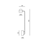 Dome shade reading floor lamp with white marble base, dimension drawing