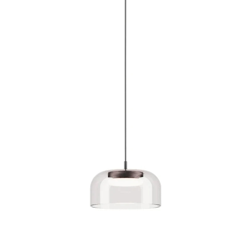 Domed glass pendant with integrated LED, clear shade on a plain background, alternative view