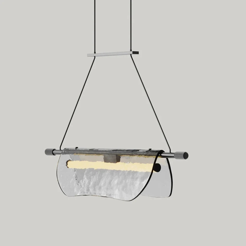 Draped glass linear LED pendant, single version