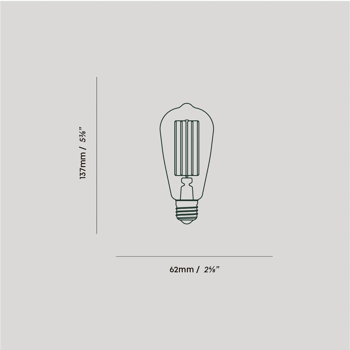 Plug-in pendant with a filament bulb, graphite, bulb dimension drawing
