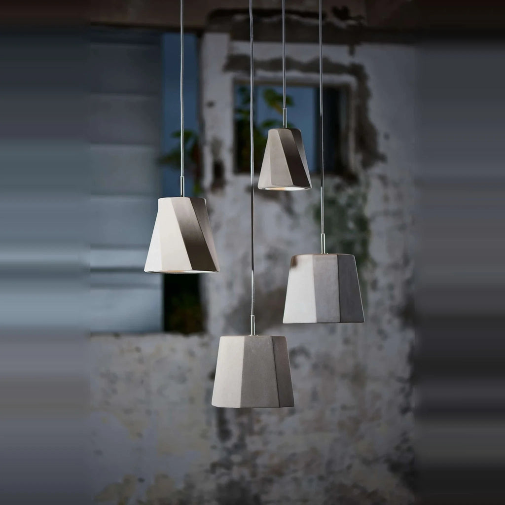 Faceted concrete pendant, cluster of shades