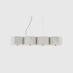 Faceted metal linear pendant, in white