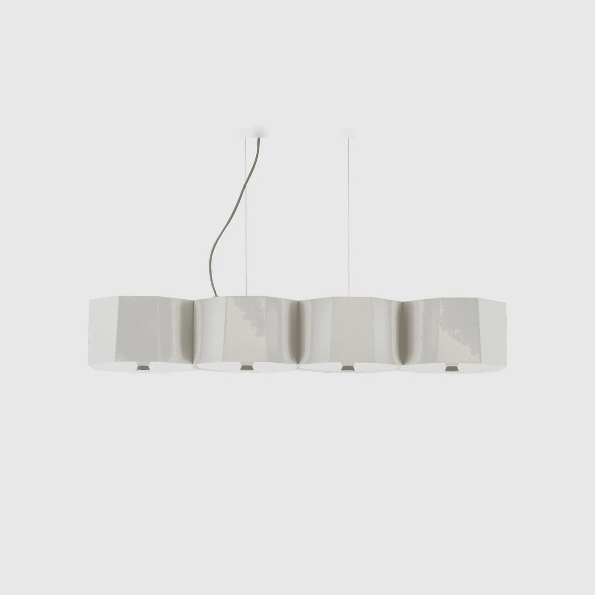 Faceted metal linear pendant, in white