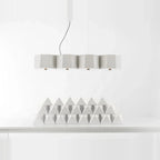 Faceted metal linear pendant, in white