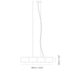 Faceted metal linear pendant, dimension drawing
