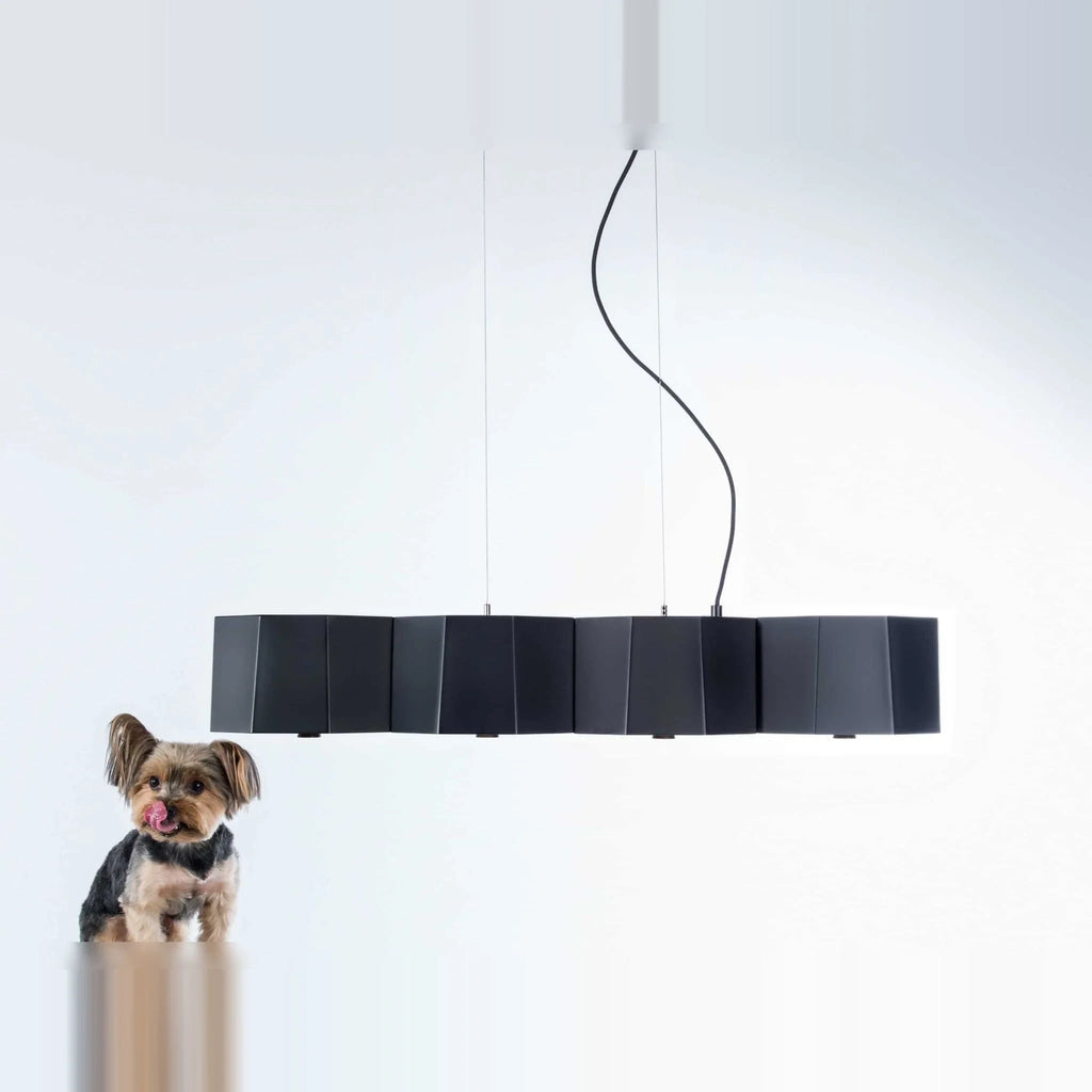 Faceted metal linear pendant, in black