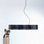 Faceted metal linear pendant, in black