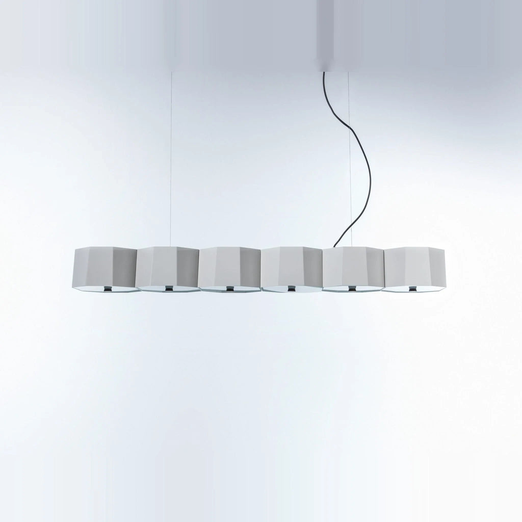 Faceted metal linear pendant, in white