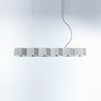 Faceted metal linear pendant, in white