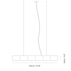 Faceted metal linear pendant, dimension drawing