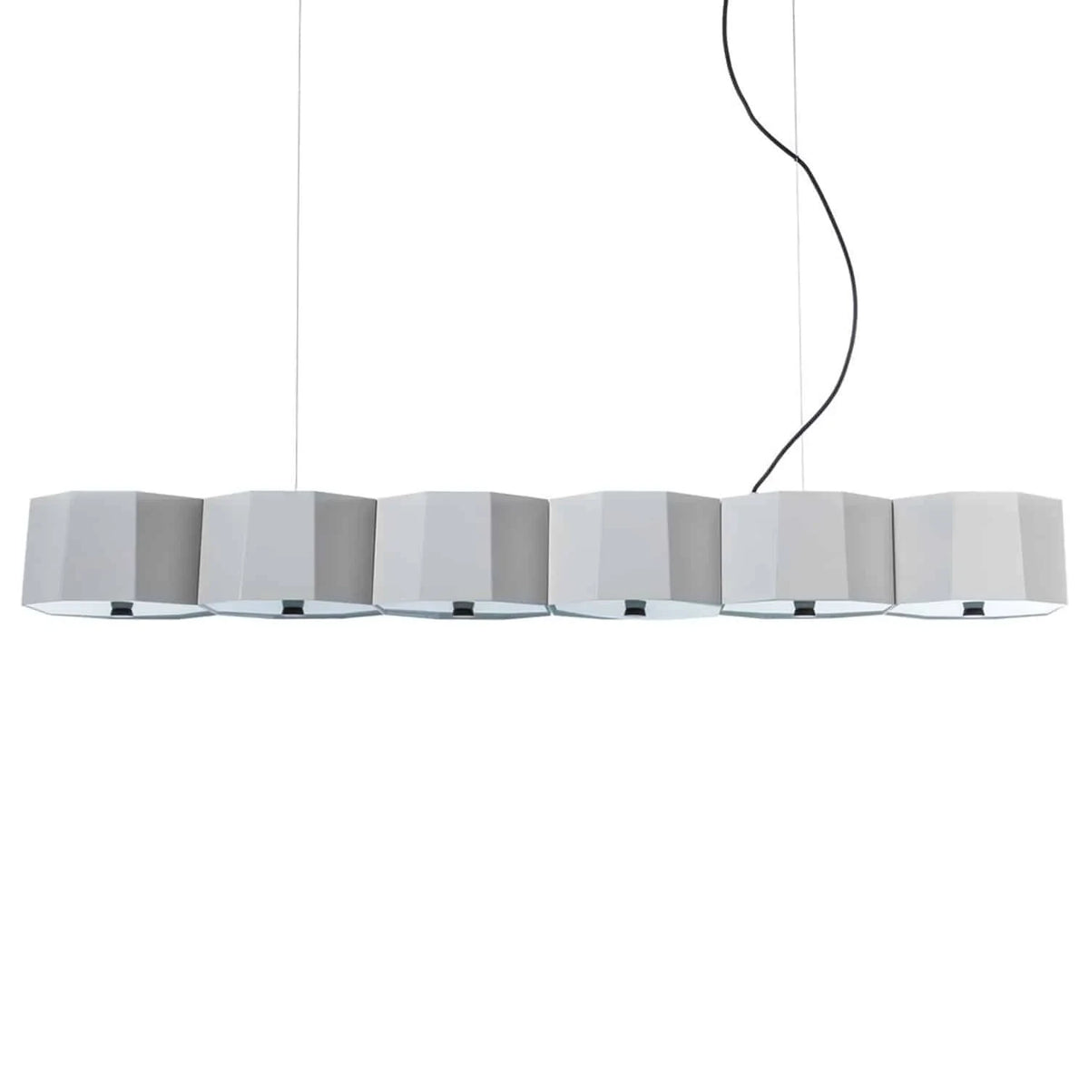 Faceted metal linear pendant, in white
