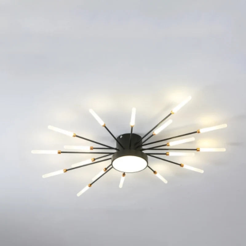Firework LED ceiling light, in black, 18W, lit