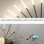 Firework LED ceiling light, close-up of the lit rods and LED source