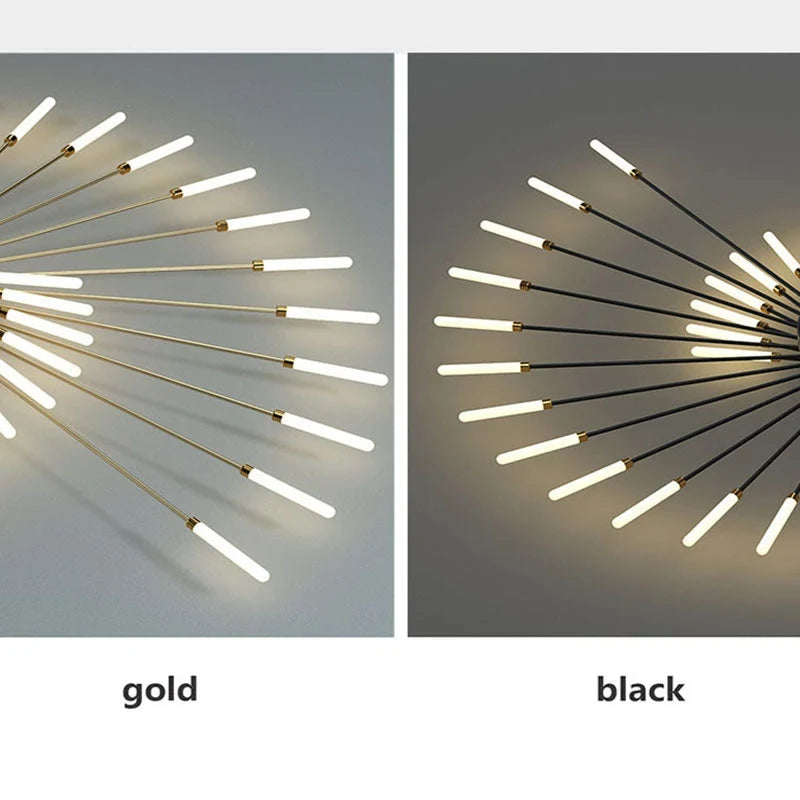 Firework LED ceiling light, gold and black finishes compared