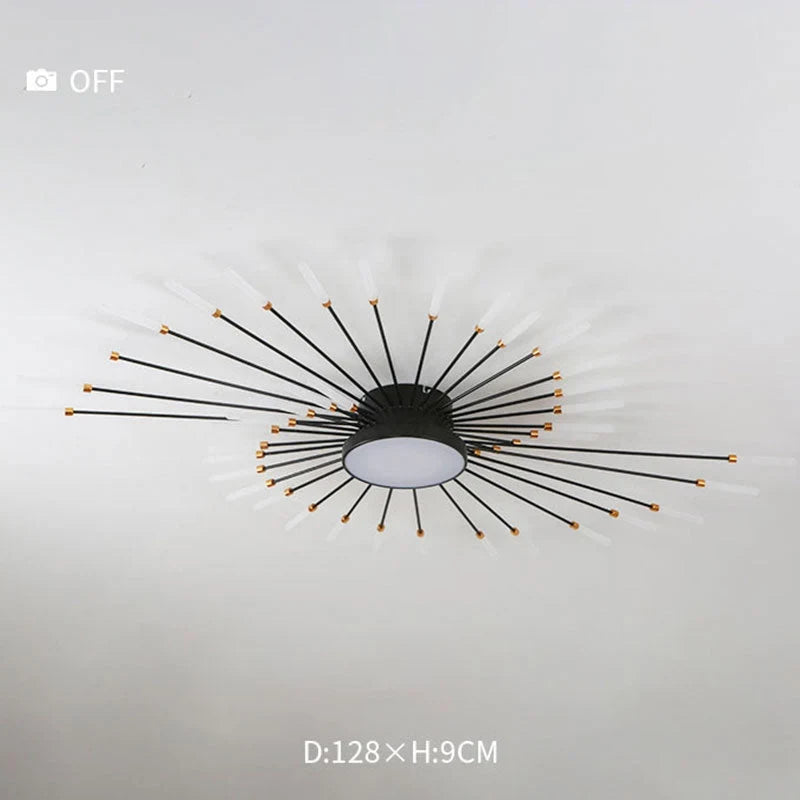 Firework LED ceiling light, in black, switched off, 128cm