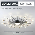 Firework LED ceiling light, black 30W size card, 128cm