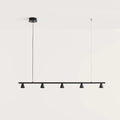 Five-cone adjustable linear LED pendant, in matte black