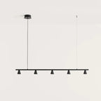 Five-cone adjustable linear LED pendant, in matte black
