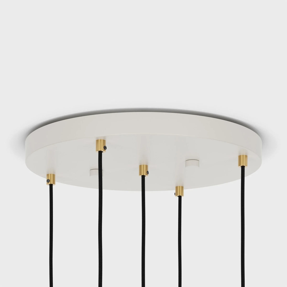 Five-drop cluster pendant, brass, white round canopy