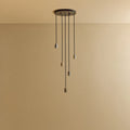 Five-drop cluster pendant, graphite, without bulbs, on a dark canopy