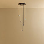 Five-drop cluster pendant, graphite, without bulbs, on a dark canopy