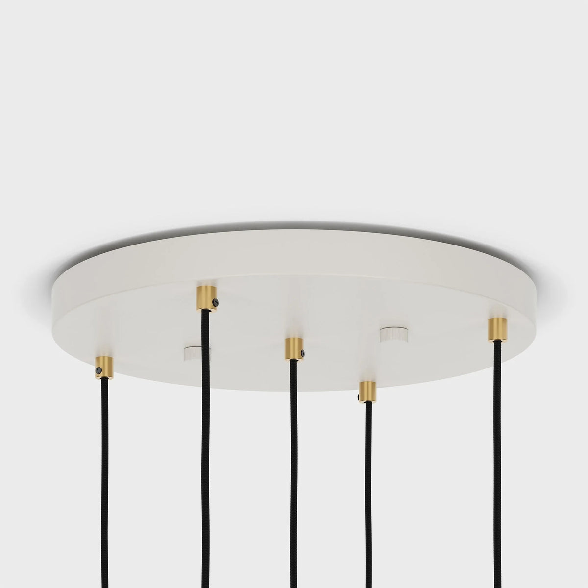 Five-drop cluster pendant with opal globe bulbs, brass, white round canopy