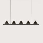 Five marble cone linear LED pendant, in matte black with black marble