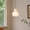 Fluted bead pendant light, Single, Beige