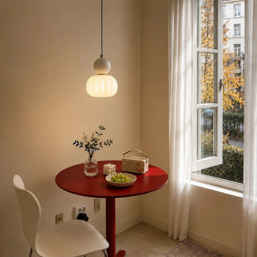 Fluted bead pendant light