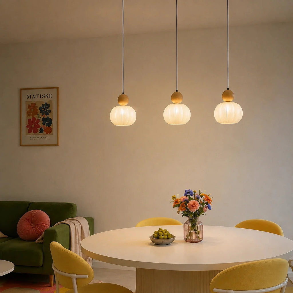 Fluted bead pendant light