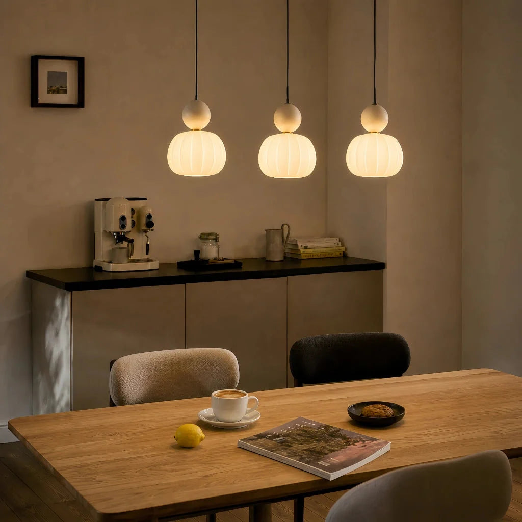 Fluted bead pendant light