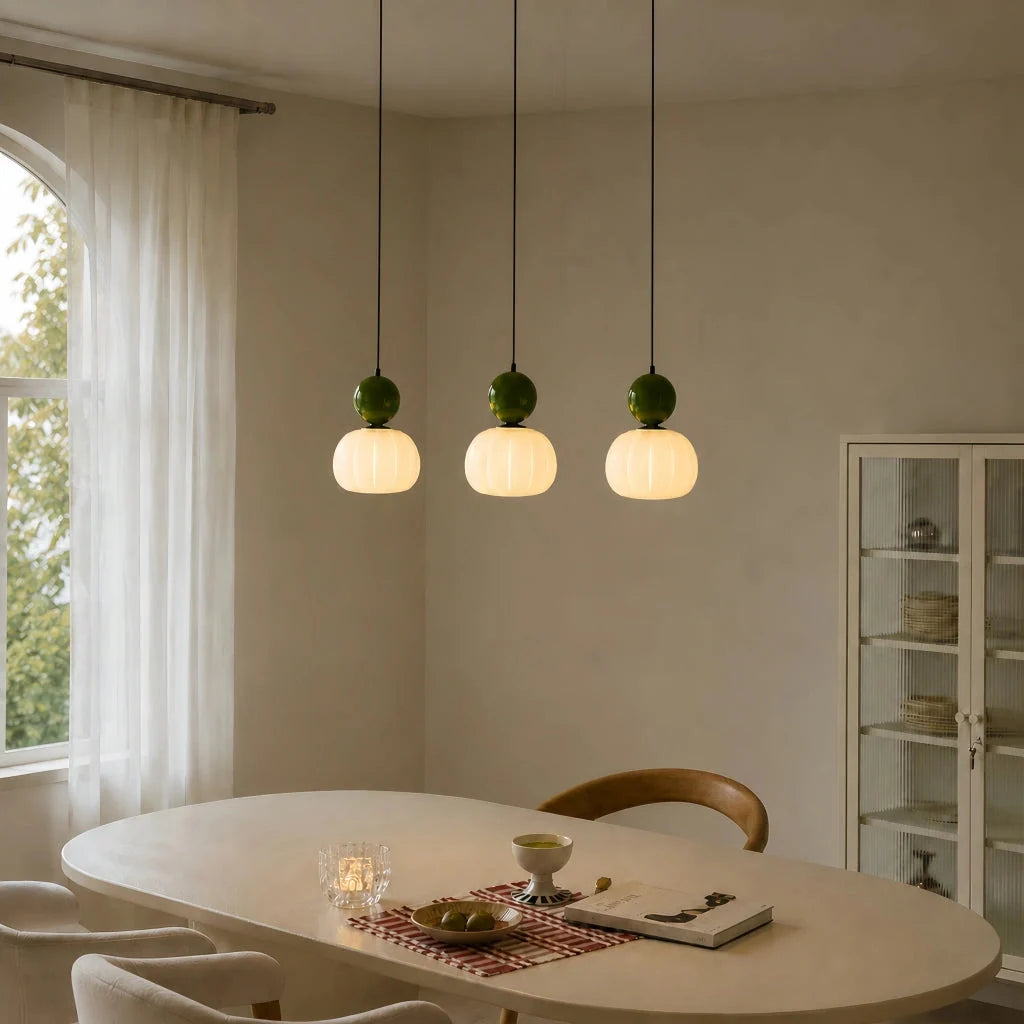 Fluted bead pendant light
