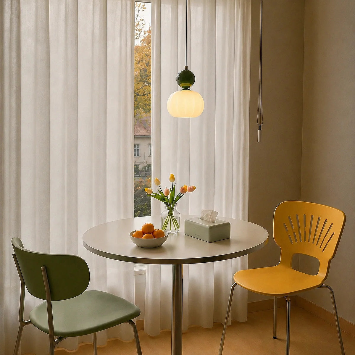 Fluted bead pendant light