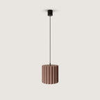 Fluted ceramic LED pendant, in terracotta pink