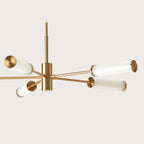 Fluted glass tube LED chandelier, in aged gold