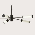 Fluted glass tube LED chandelier, in matt black