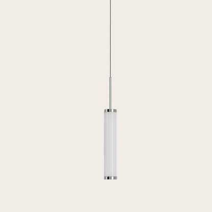 Fluted glass tube LED pendant, close-up