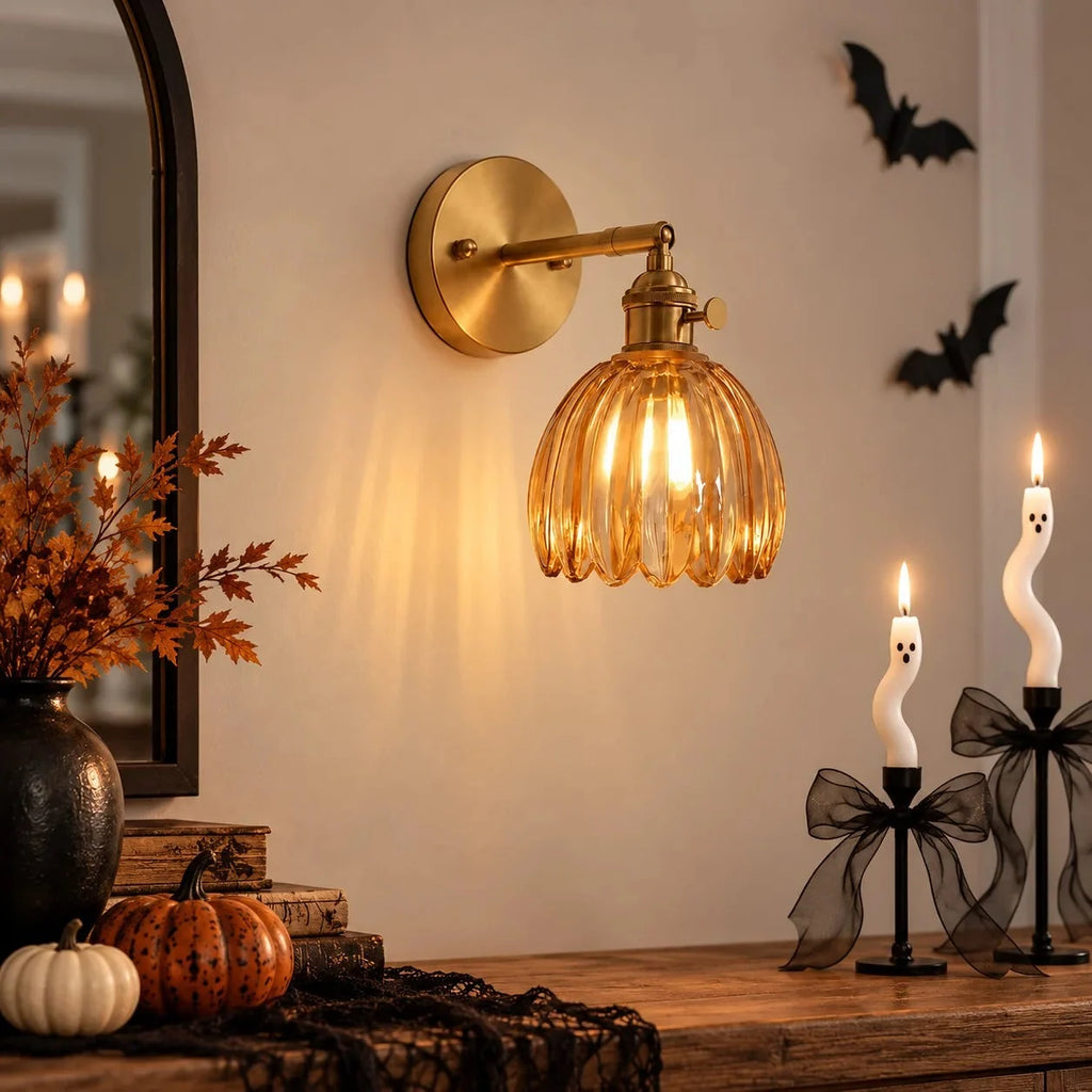 Fluted tulip glass wall light